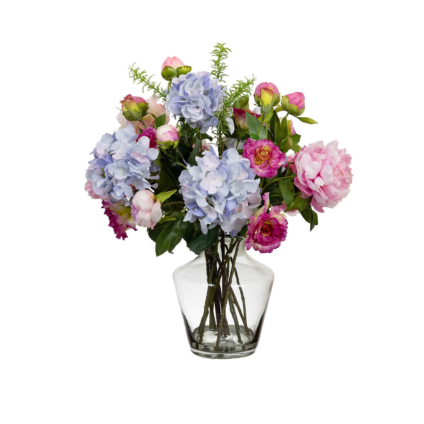 Hydrangea, Peony & Wisteria Mixed Arrangement in Glass