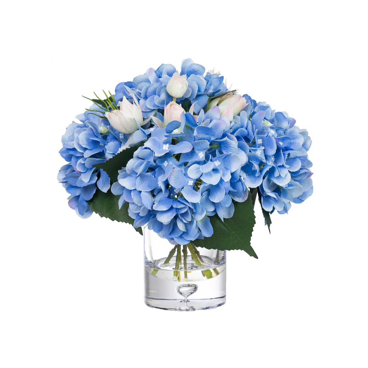 Glamorous Fusion Hydrangea & Ranunculus Arrangement in Glass - Artificial Flower Arrangements & Artificial Plants