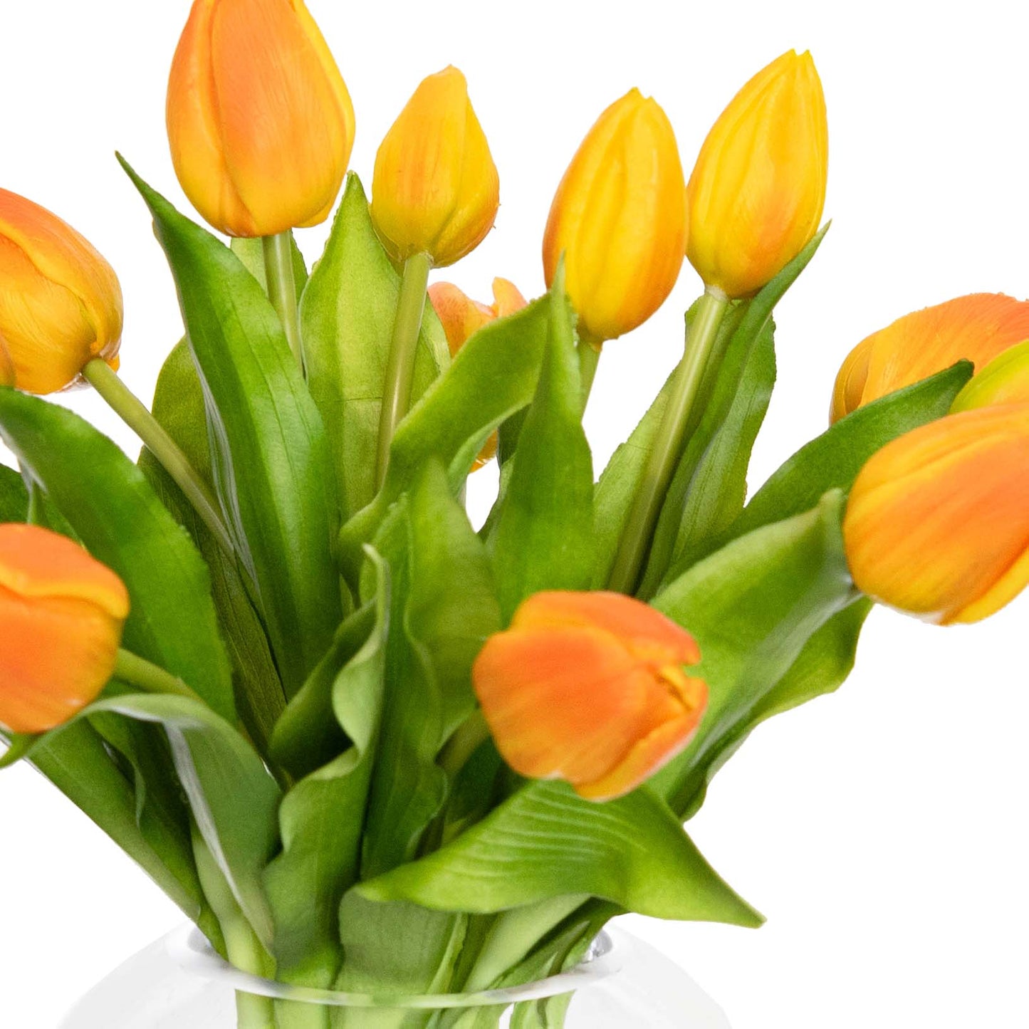 Glamorous Fusion 29cm Tulip Arrangement in Fishbowl Vase - Artificial Flower Arrangements and Artificial Plants