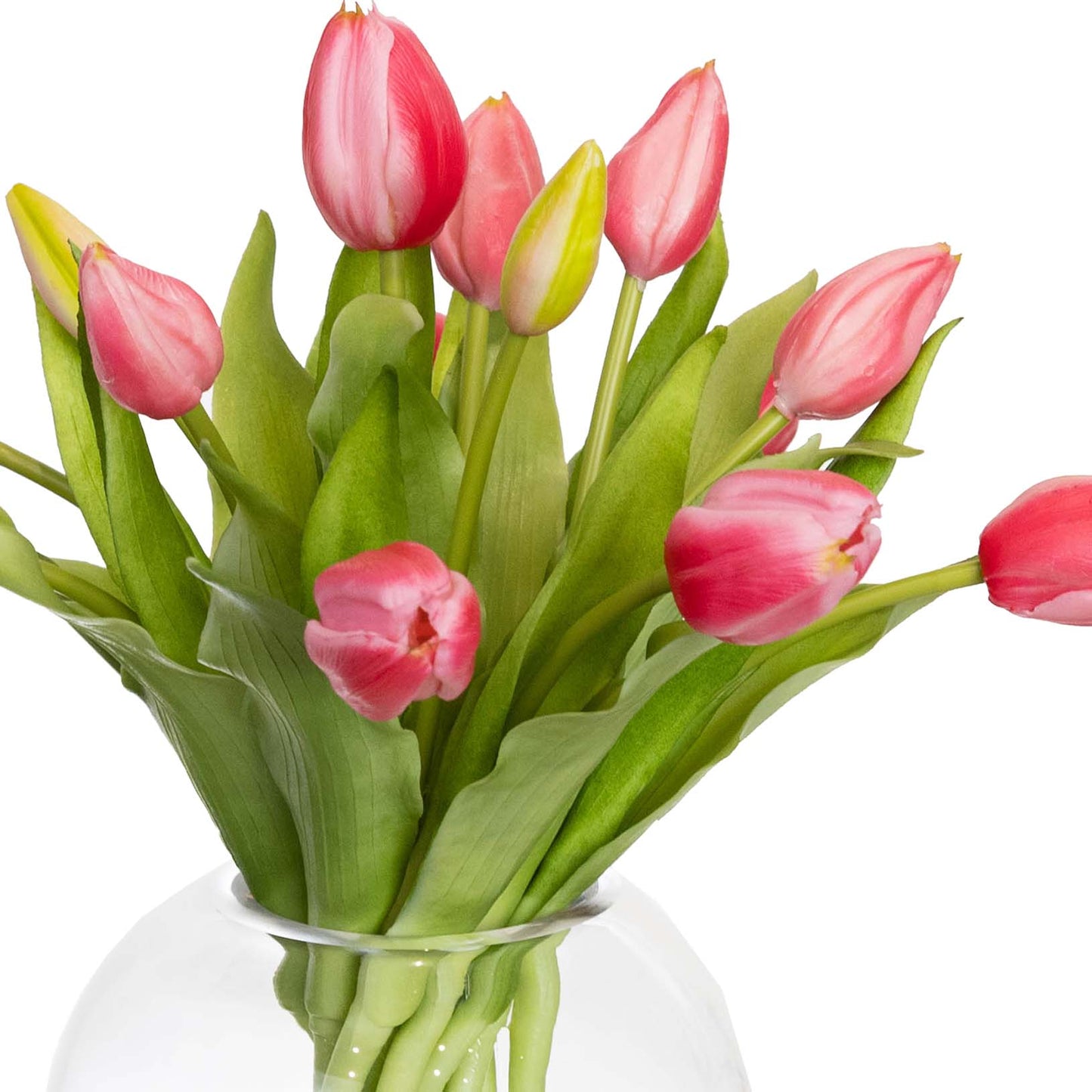 Glamorous Fusion 29cm Tulip Arrangement in Fishbowl Vase - Artificial Flower Arrangements and Artificial Plants