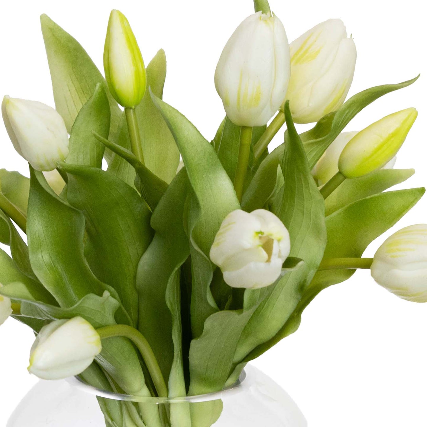 Glamorous Fusion 29cm Tulip Arrangement in Fishbowl Vase - Artificial Flower Arrangements and Artificial Plants