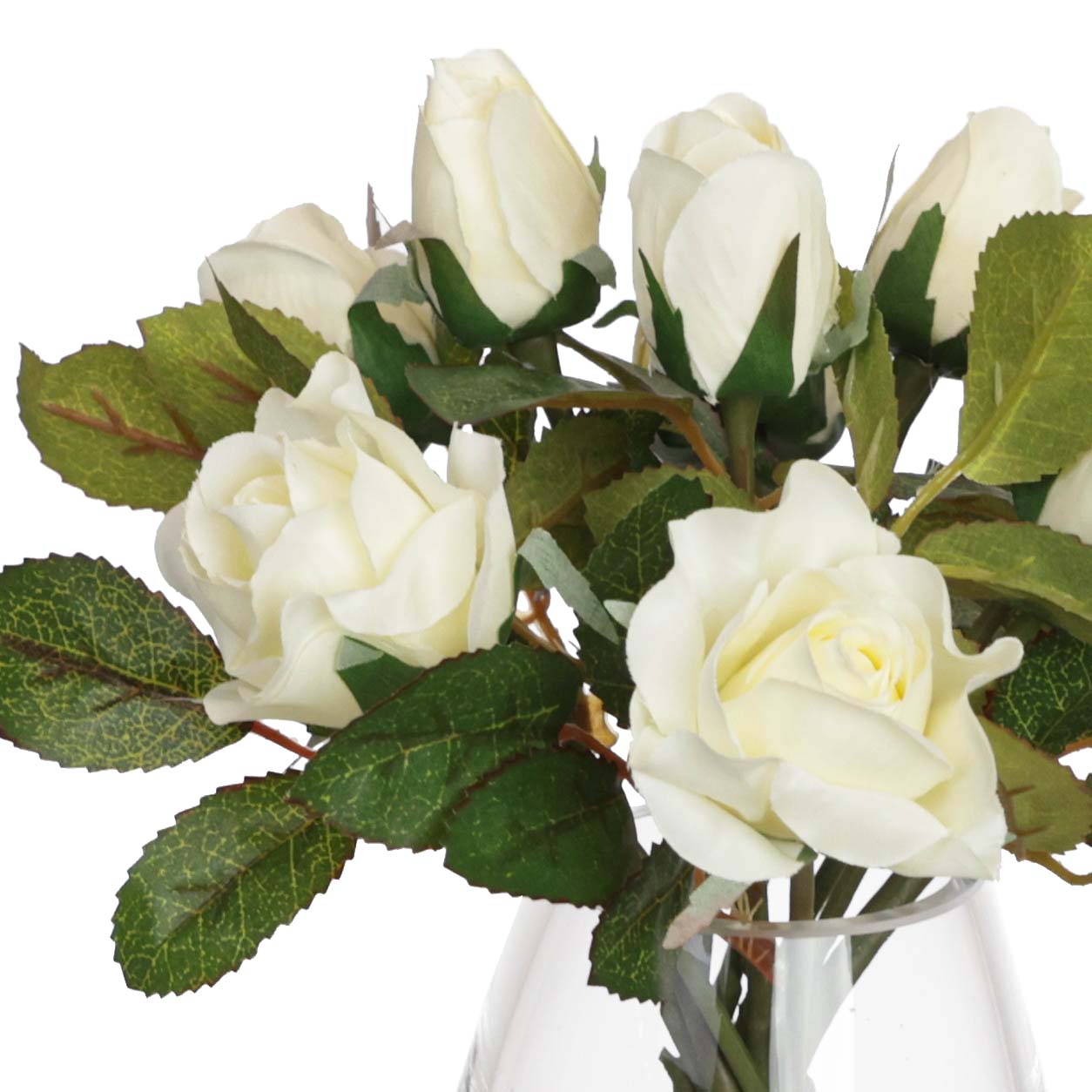 25cm Rose Arrangement in Glass White