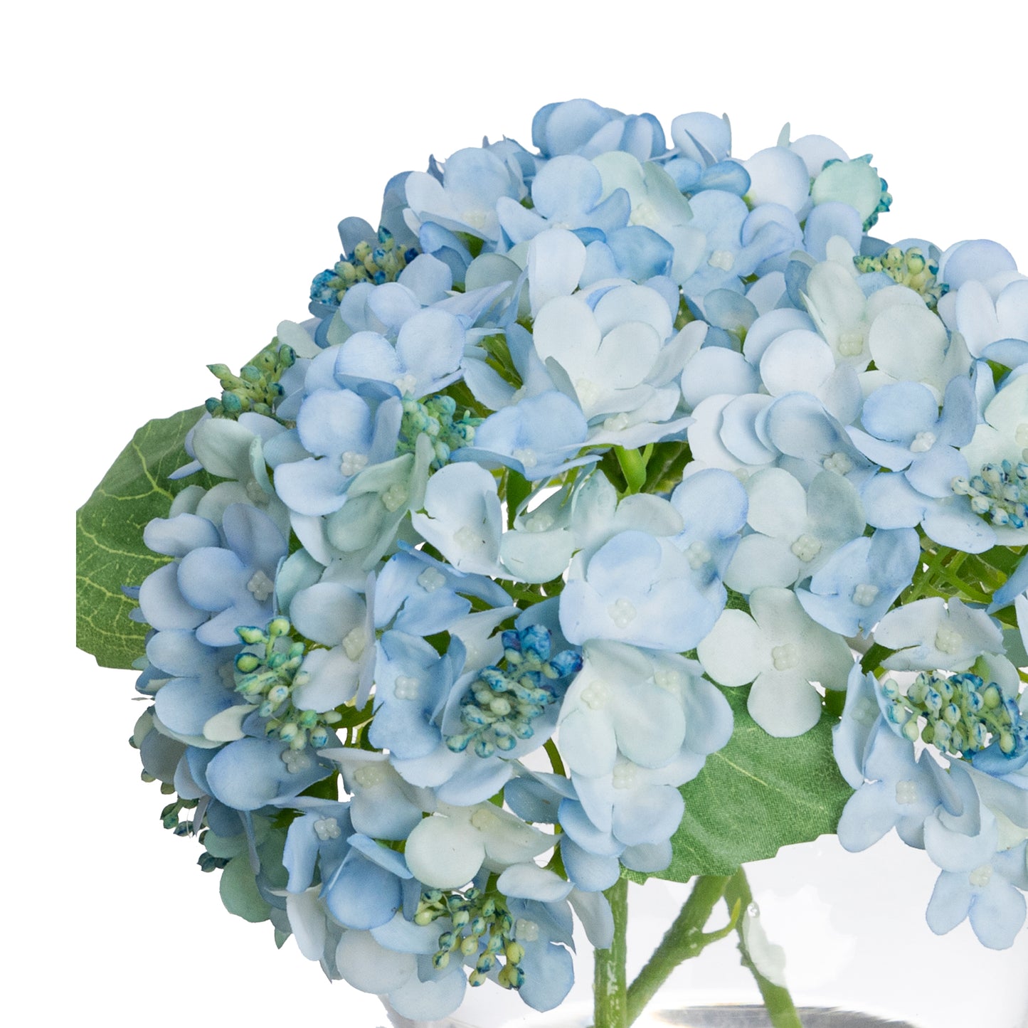 19cm Artificial Hydrangea Arrangement in Fishbowl Vase