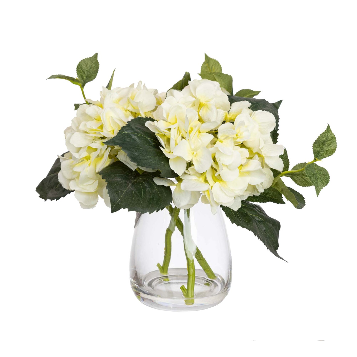 Glamorous Fusion 30cm Hydrangea Arrangement in Glass Vase - Artificial Flower Arrangements and Artificial Plants
