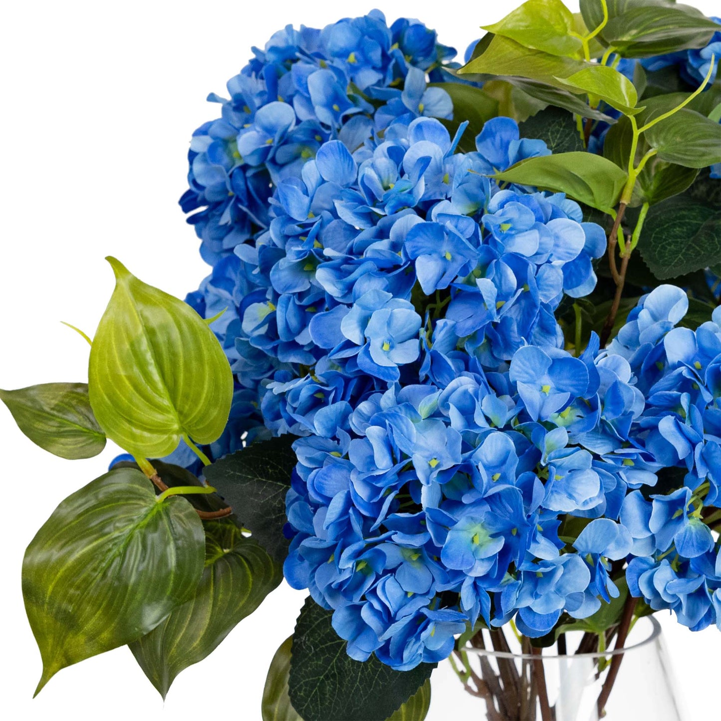 Glamorous Fusion 40cm Hydrangea Arrangement in Glass Vase - Artificial Flower Arrangements and Artificial Plants