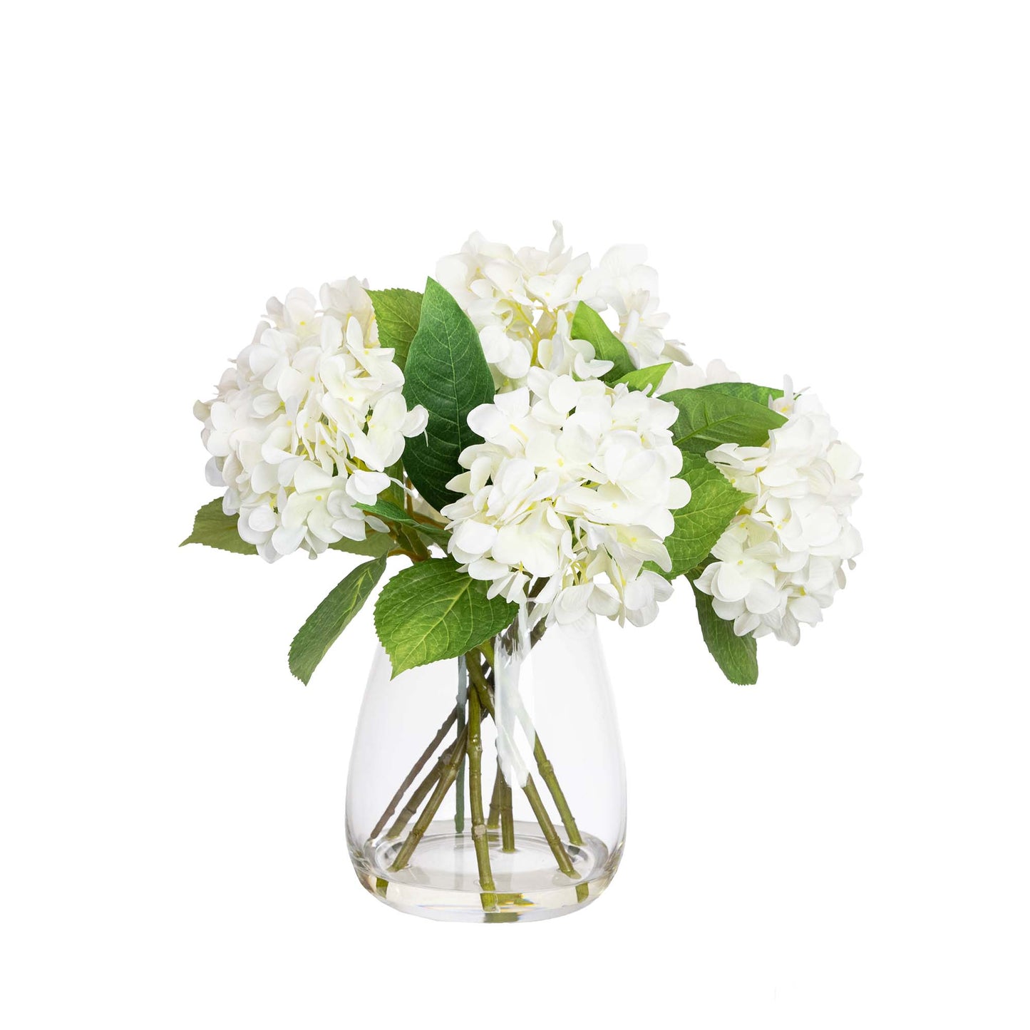 Glamorous Fusion 40cm Hydrangea Arrangement in Glass Vase - Artificial Flower Arrangements and Artificial Plants