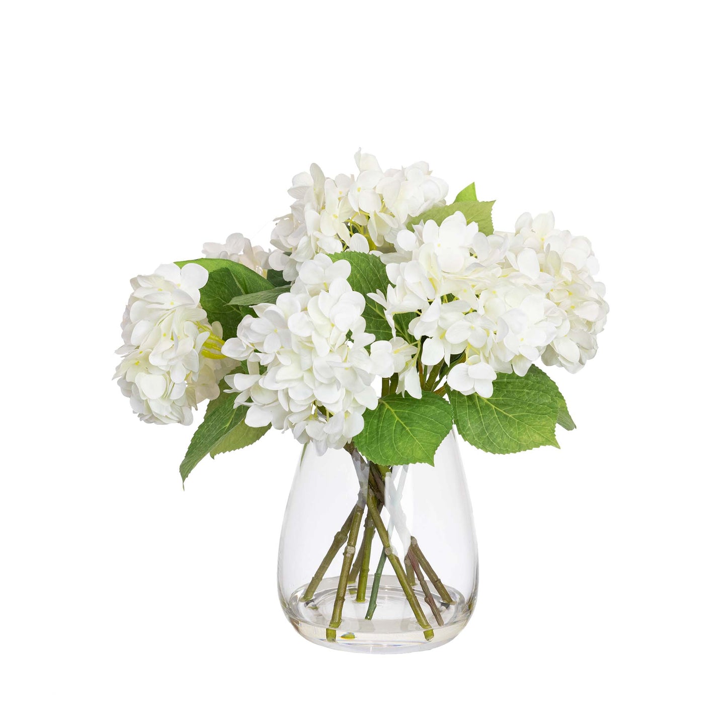 Glamorous Fusion 40cm Hydrangea Arrangement in Glass Vase - Artificial Flower Arrangements and Artificial Plants