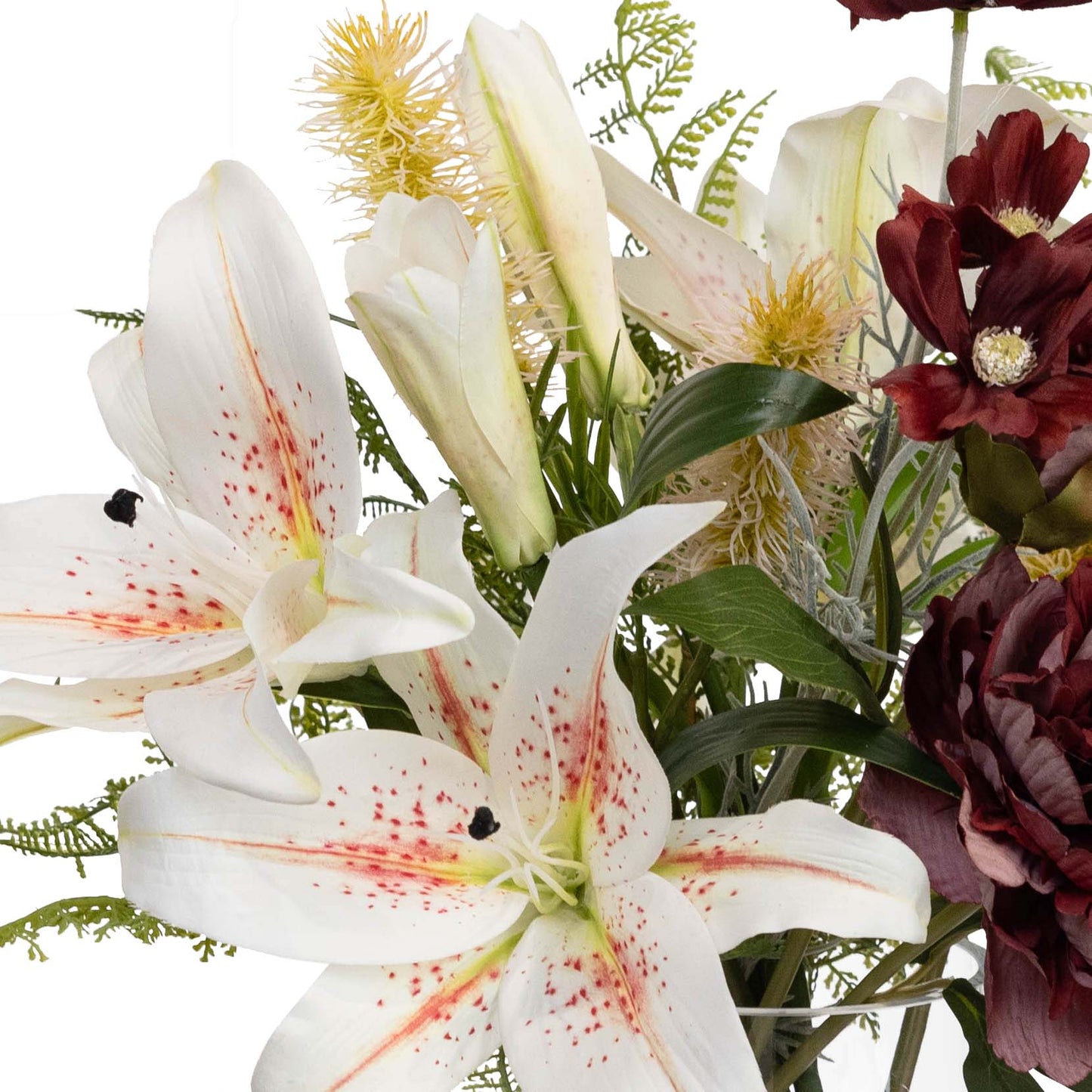 Glamorous Fusion 48cm Lily Mixed Arrangement in Glass Vase - Artificial Flower Arrangements and Artificial Plants