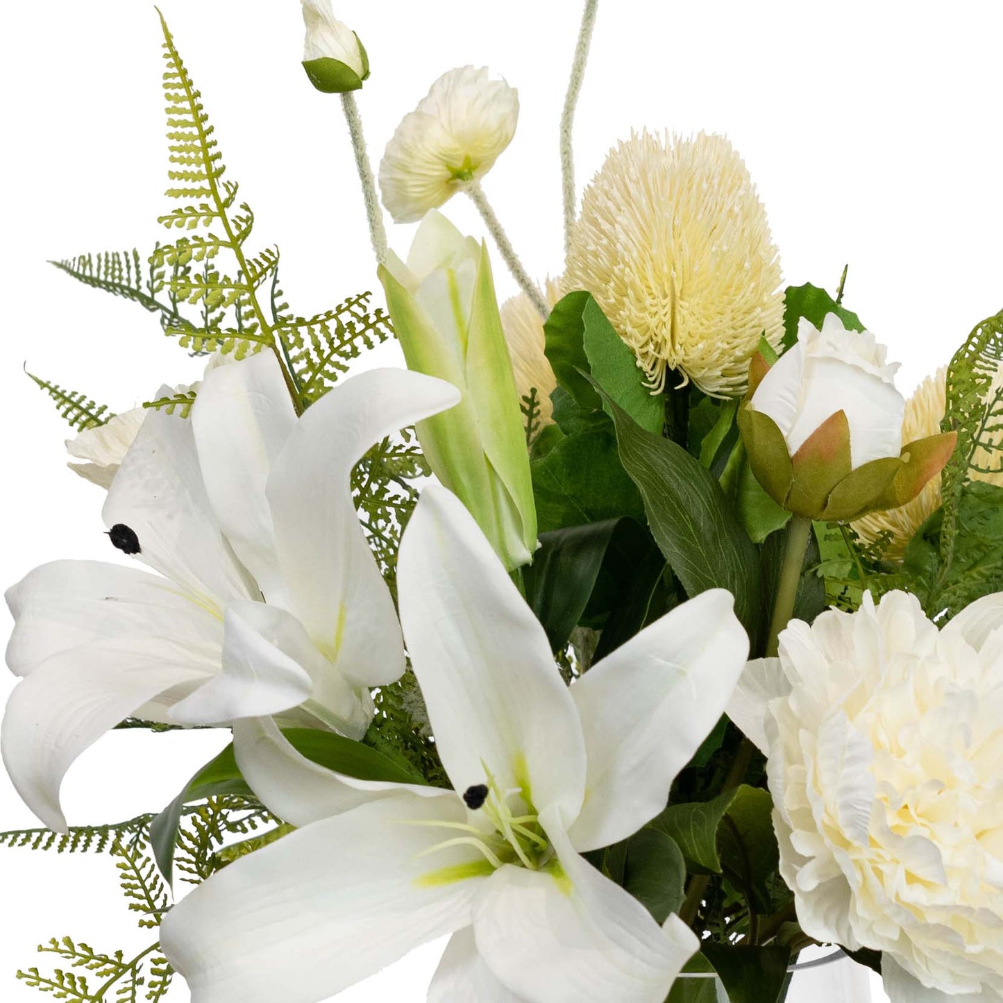 Glamorous Fusion 48cm Lily Mixed Arrangement in Glass Vase - Artificial Flower Arrangements and Artificial Plants