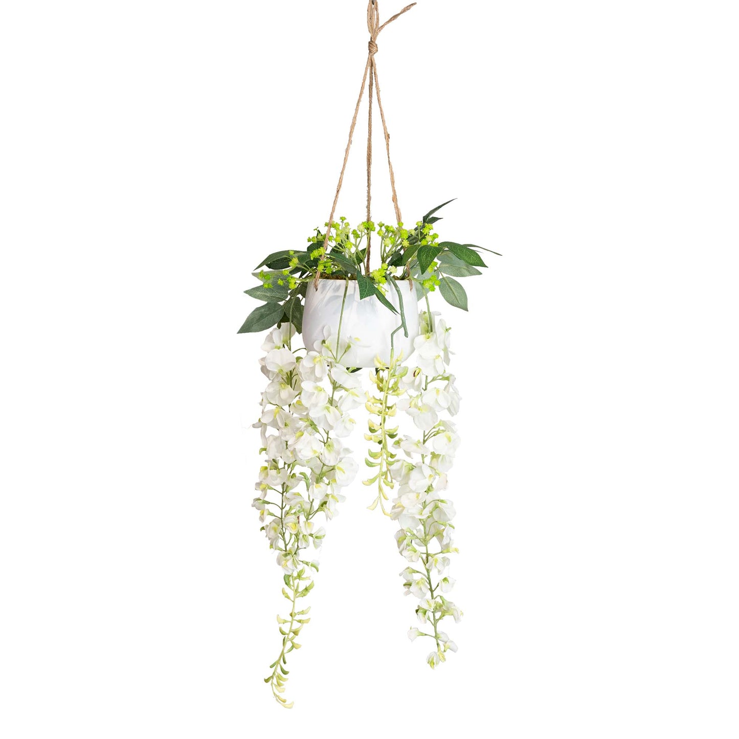 Glamorous Fusion Wisteria in Hanging Planter - Artificial Flower Arrangements and Artificial Plants