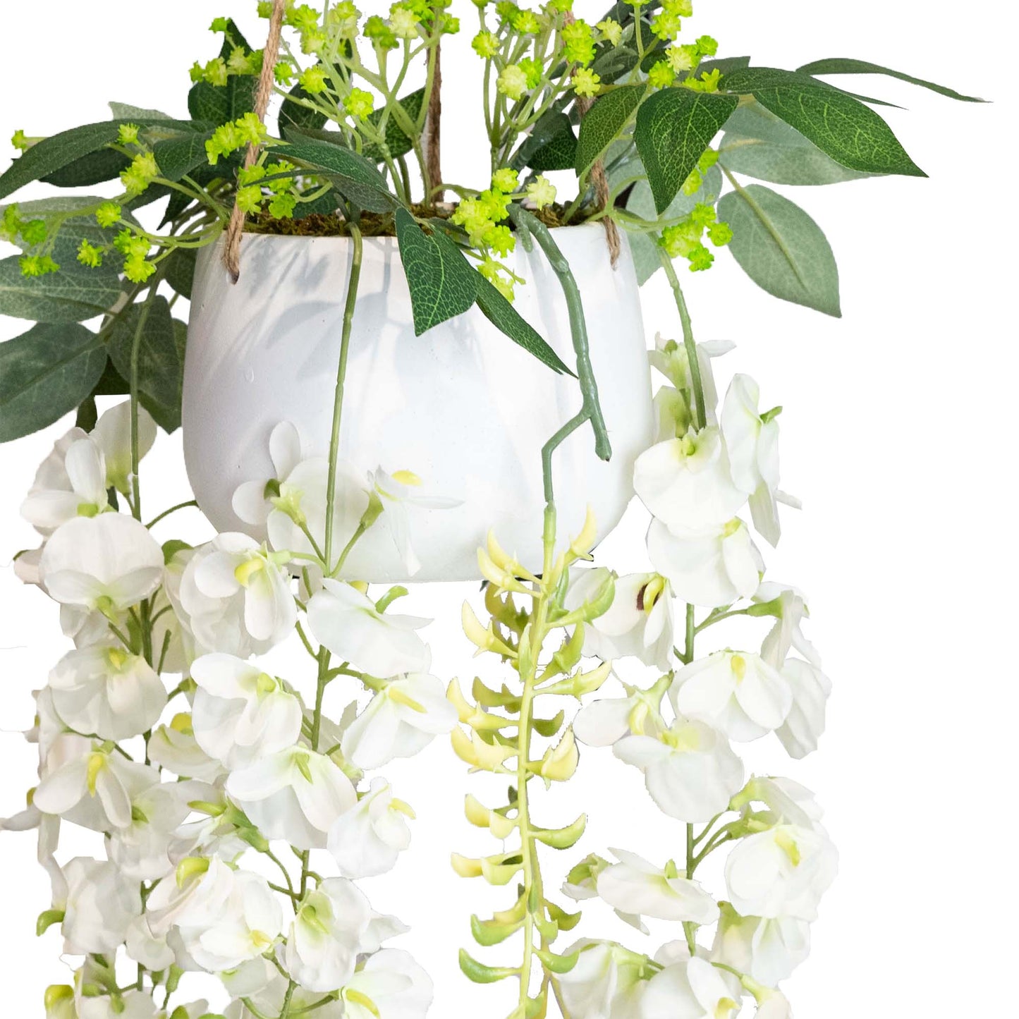 Glamorous Fusion Wisteria in Hanging Planter - Artificial Flower Arrangements and Artificial Plants