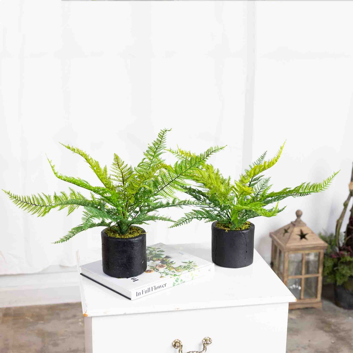 Glamorous Fusion Leather Fern Set of 2 - Artificial Flower Arrangements and Artificial Plants