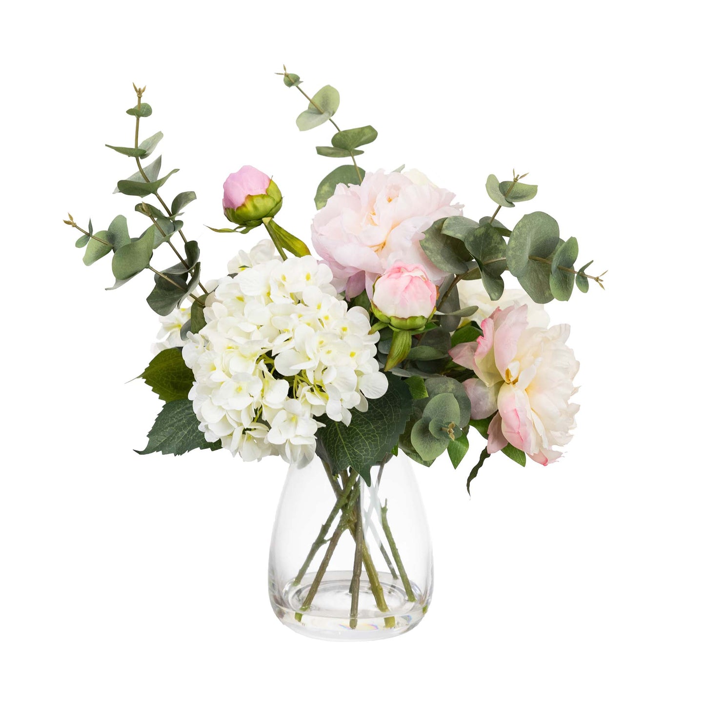 43cm Artificial Hydrangea Mixed Arrangement in Glass
