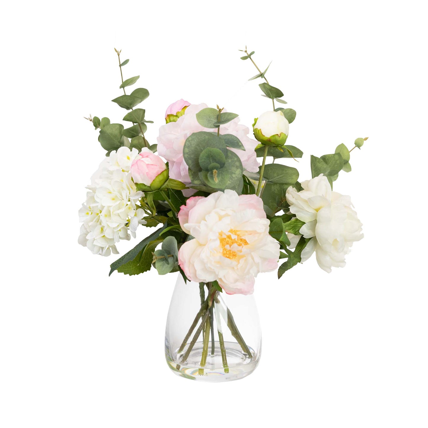 43cm Artificial Hydrangea Mixed Arrangement in Glass