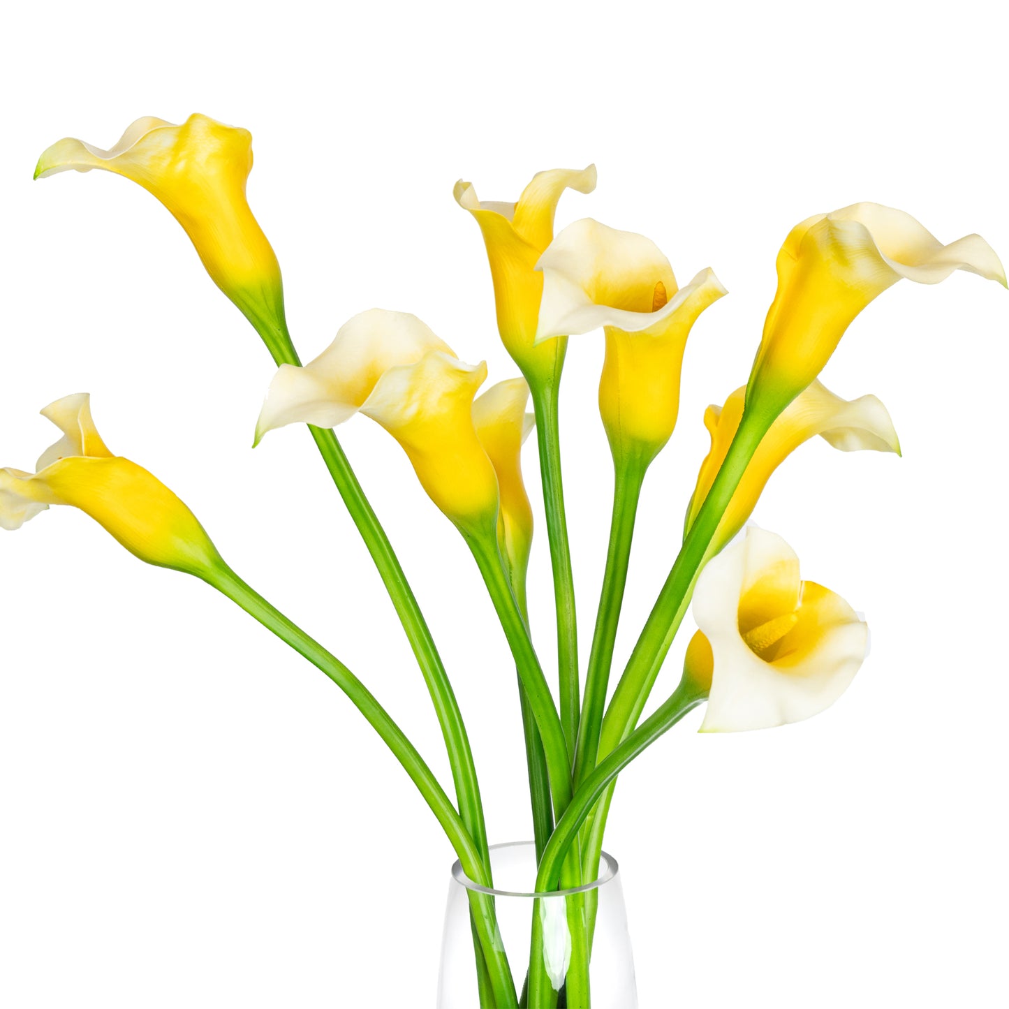 60cm Artificial Calla Lily Arrangement in Glass Yellow