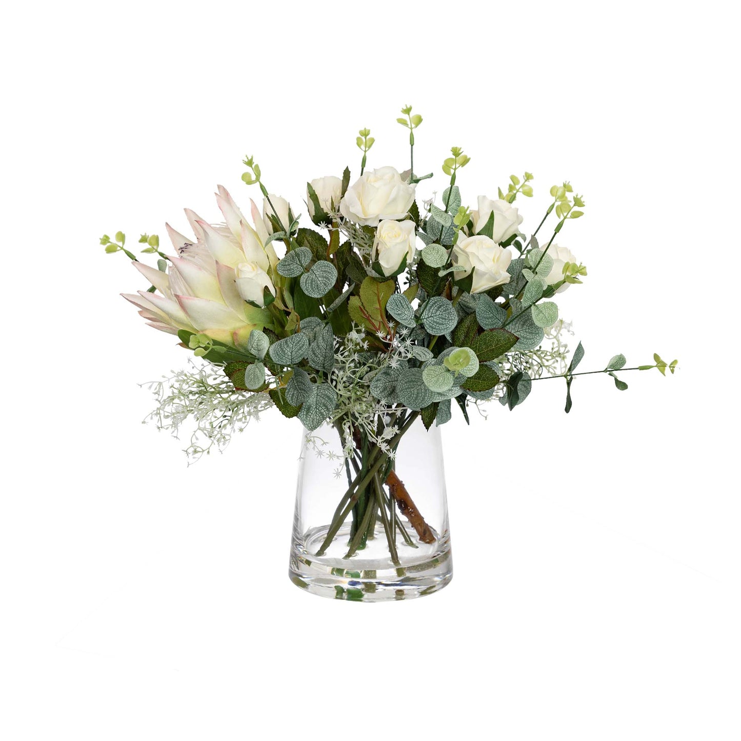Glamorous Fusion Protea & Rose Mixed Arrangement - Artificial Flower Arrangement and Artificial Plants