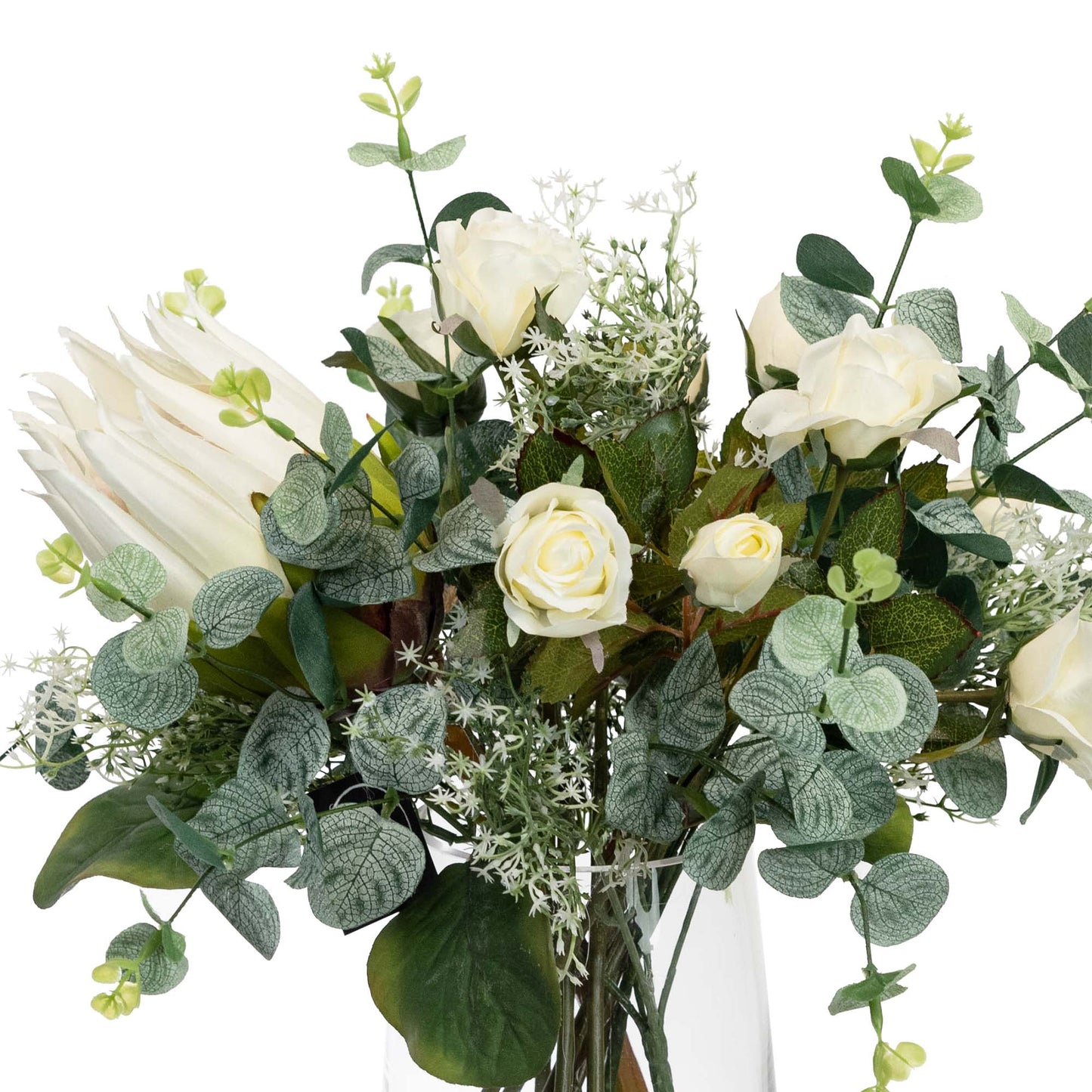Glamorous Fusion Protea & Rose Mixed Arrangement - Artificial Flower Arrangement and Artificial Plants
