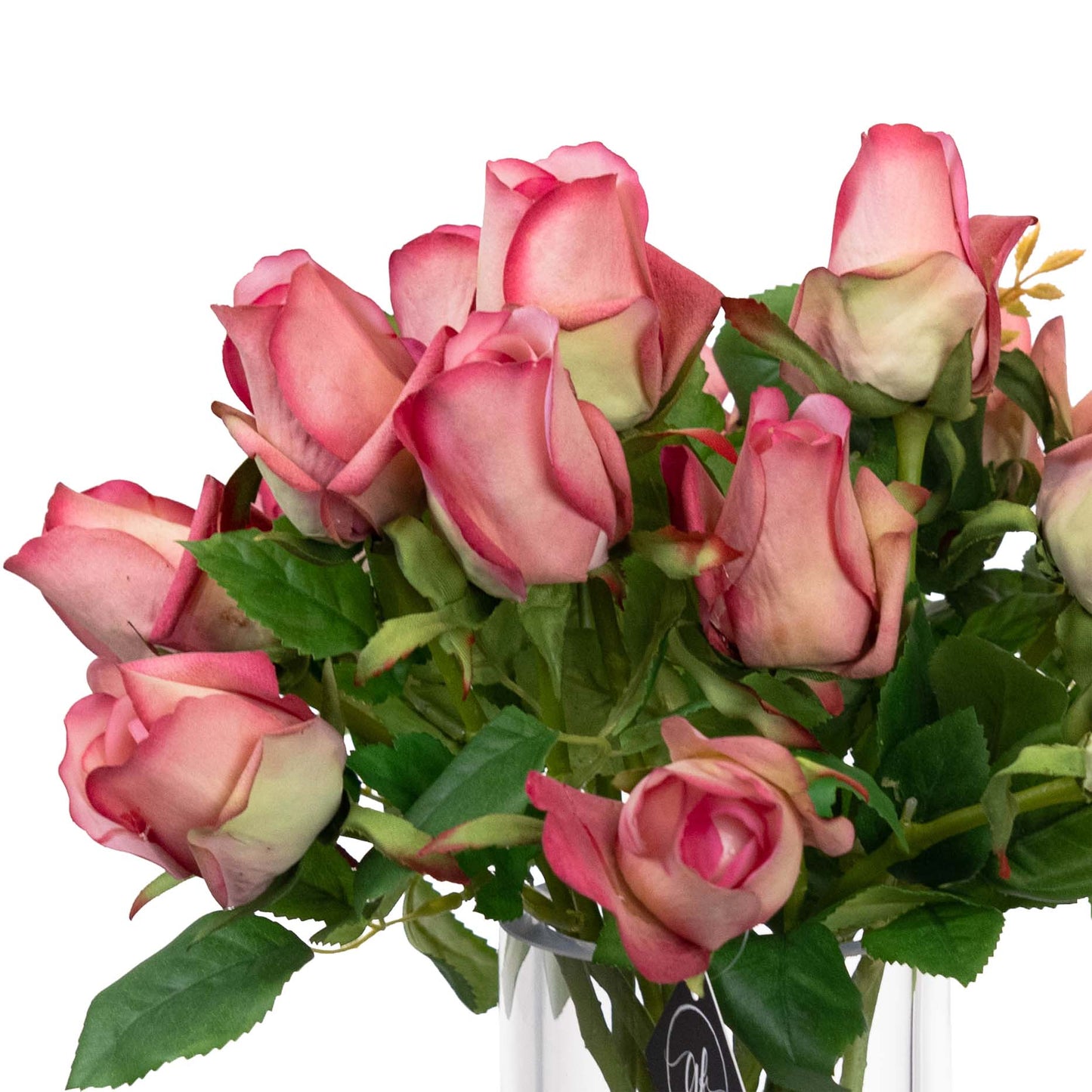 Glamorous Fusion 38cm Rose Arrangement in Glass Vase - Artificial Flower Arrangements and Artificial Plants