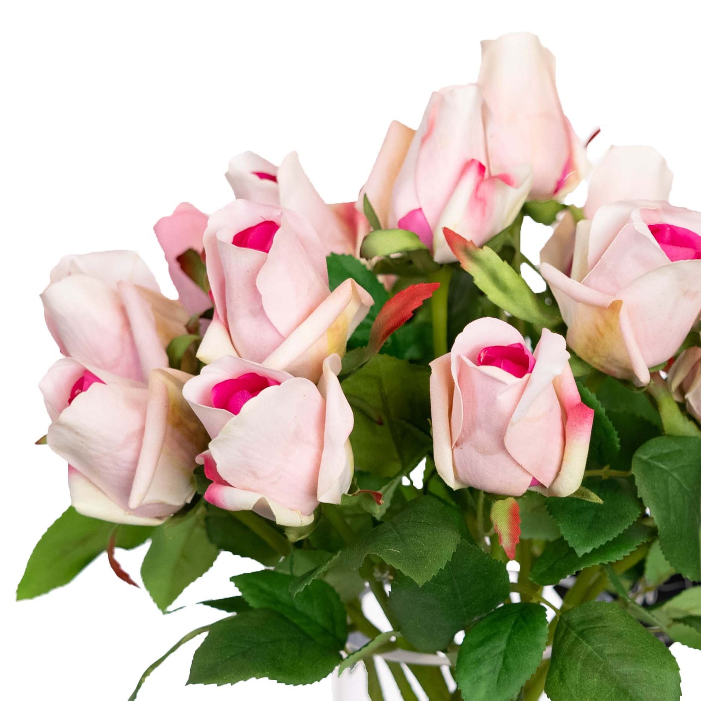 38cm Rose Arrangement in Glass Cream Pink
