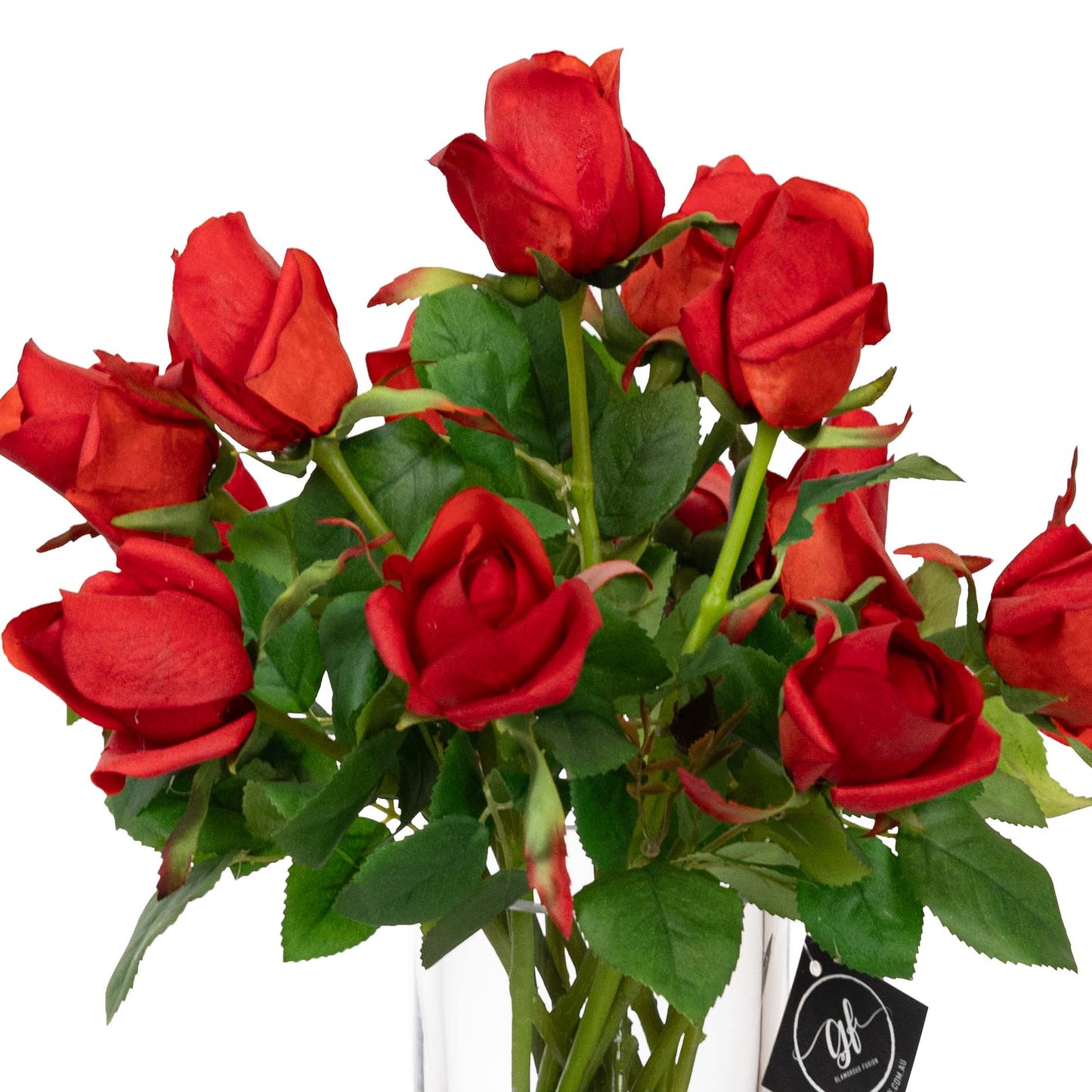 Glamorous Fusion 38cm Rose Arrangement in Glass Vase - Artificial Flower Arrangements and Artificial Plants