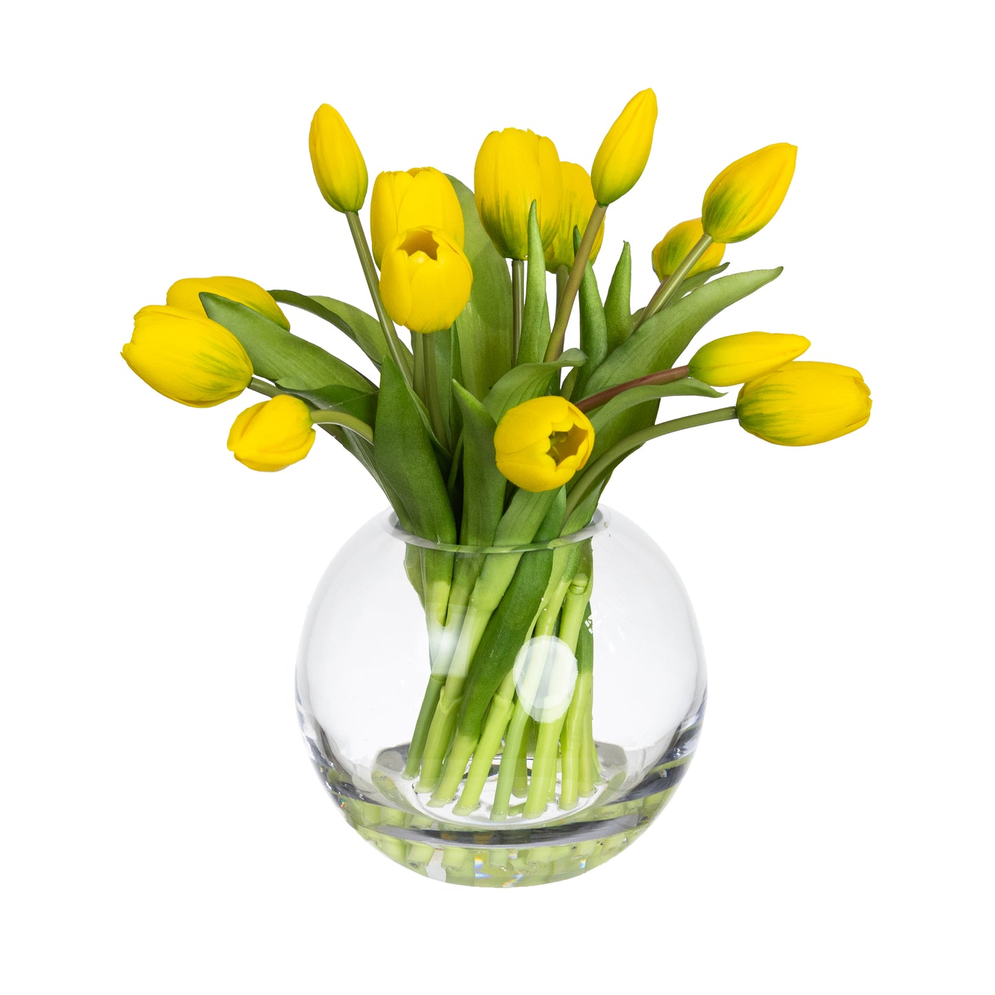 Glamorous Fusion 29cm Tulip Arrangement in Fishbowl Vase - Artificial Flower Arrangements and Artificial Plants