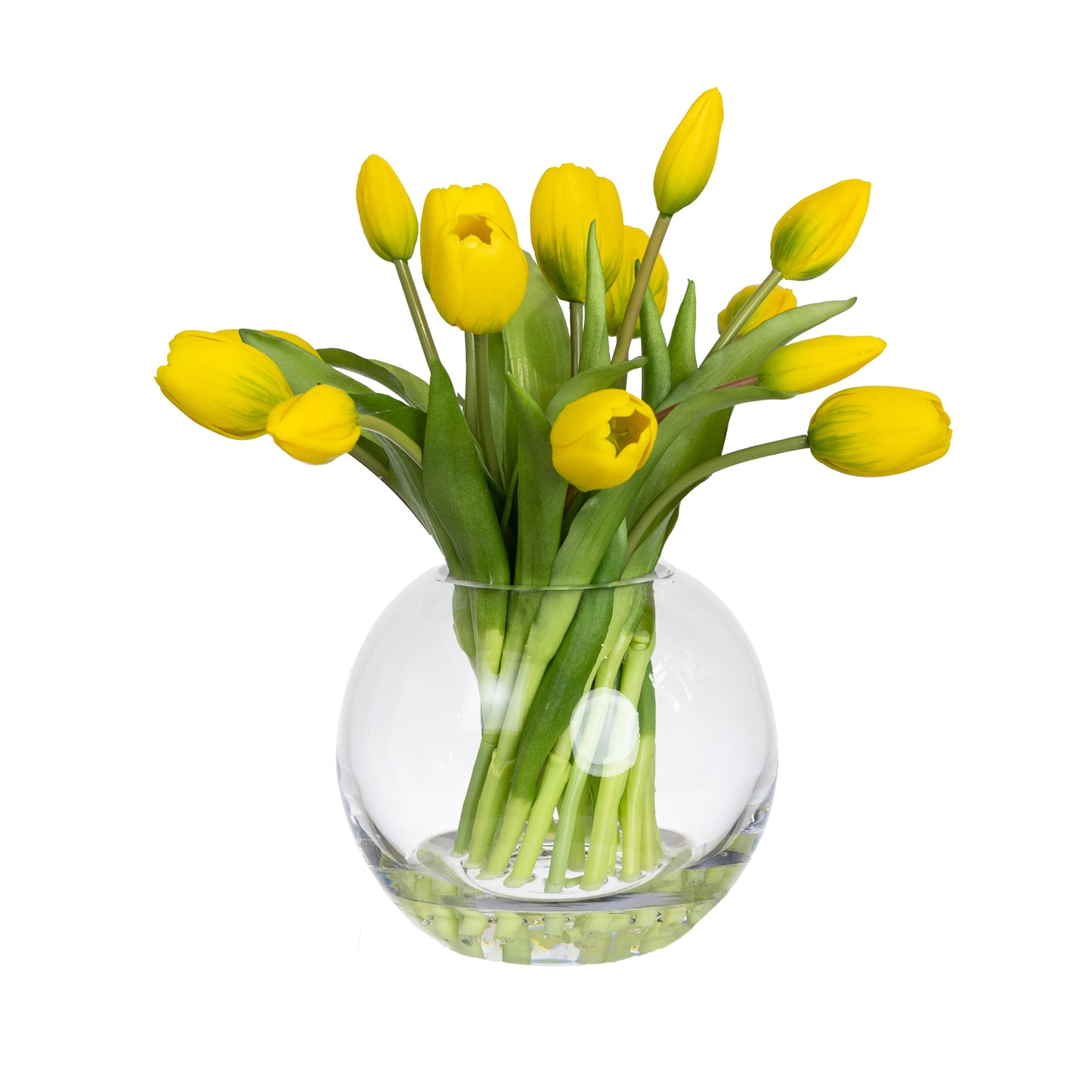 Glamorous Fusion 29cm Tulip Arrangement in Fishbowl Vase - Artificial Flower Arrangements and Artificial Plants