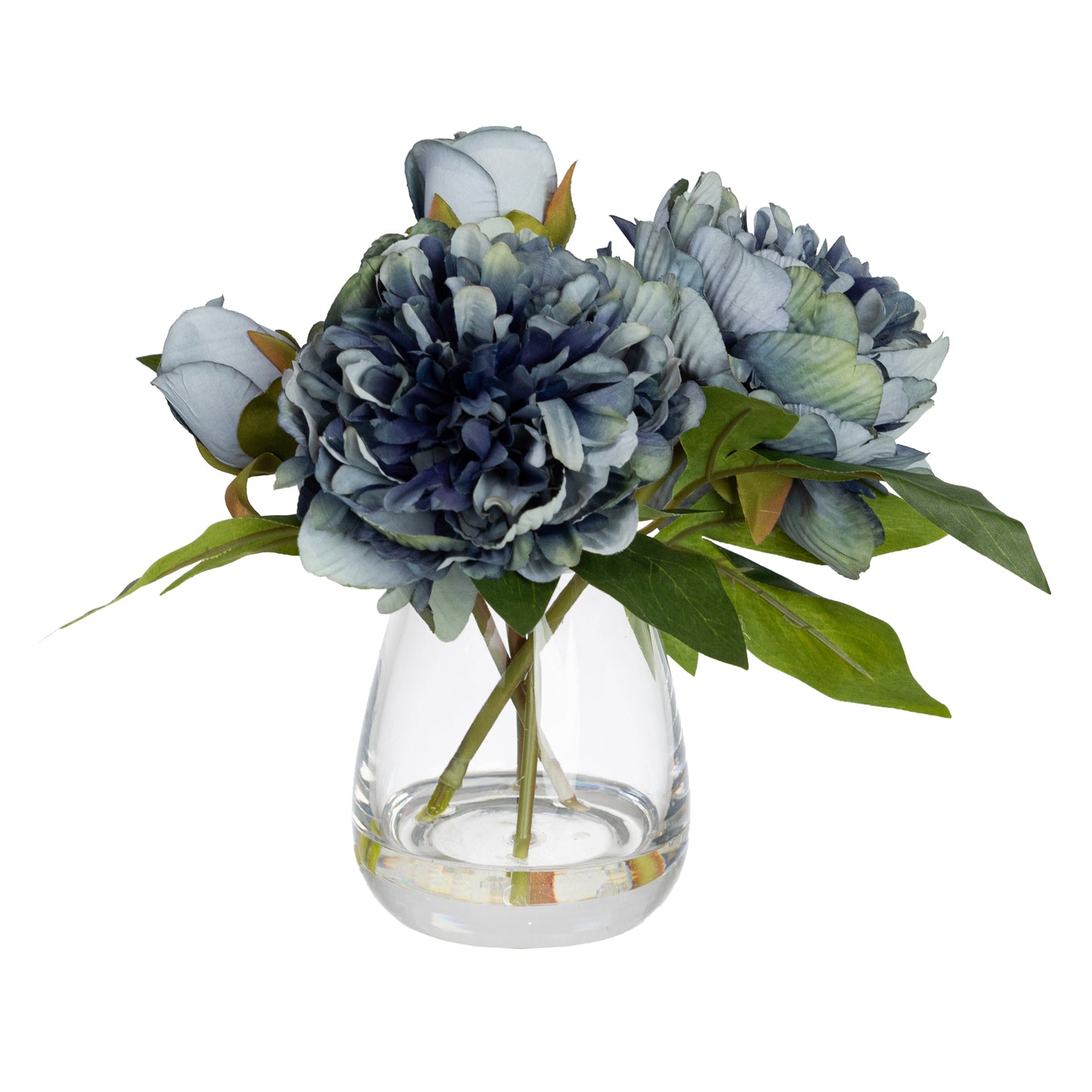 Glamorous Fusion 22cm Peony & Orchid Mixed Arrangement in Glass Vase - Artificial Flower Arrangements and Artificial Plants