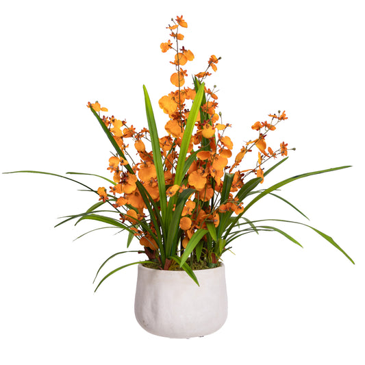 Glamorous Fusion Dancing Lady Orchid in Pot - Artificial Flower Arrangements and Artificial Plants