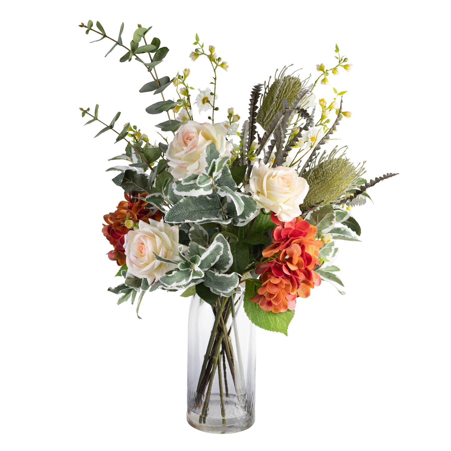 Glamorous Fusion Artificial Hydrangea & Banksia Mixed Arrangement - Artificial Flower Arrangements and Artificial Plants