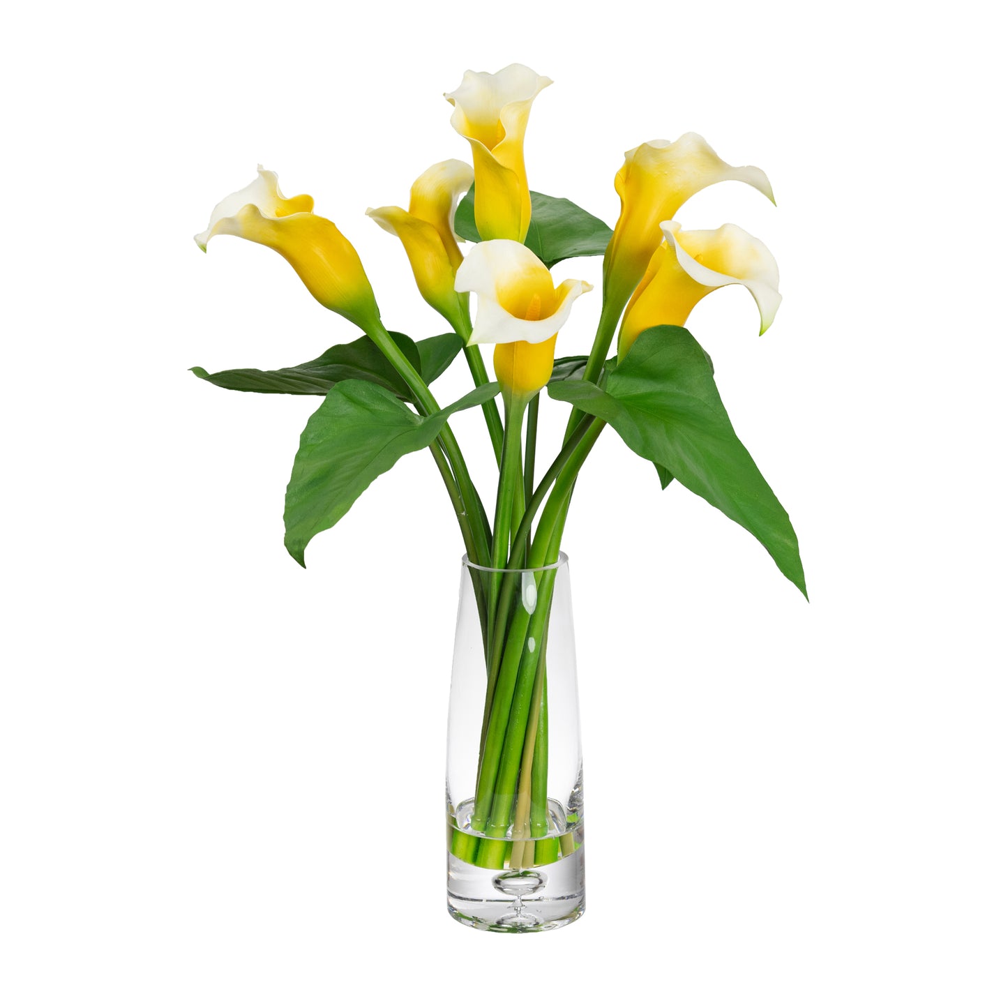 60cm Artificial Calla Lily Arrangement in Glass Yellow