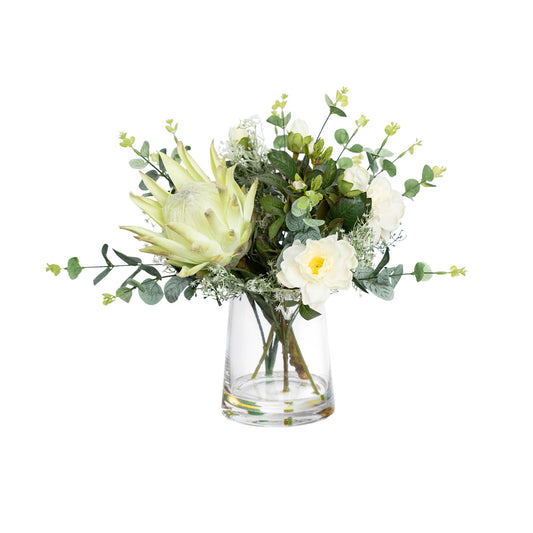 Glamorous Fusion Protea & Rose Mixed Arrangement - Artificial Flower Arrangement and Artificial Plants