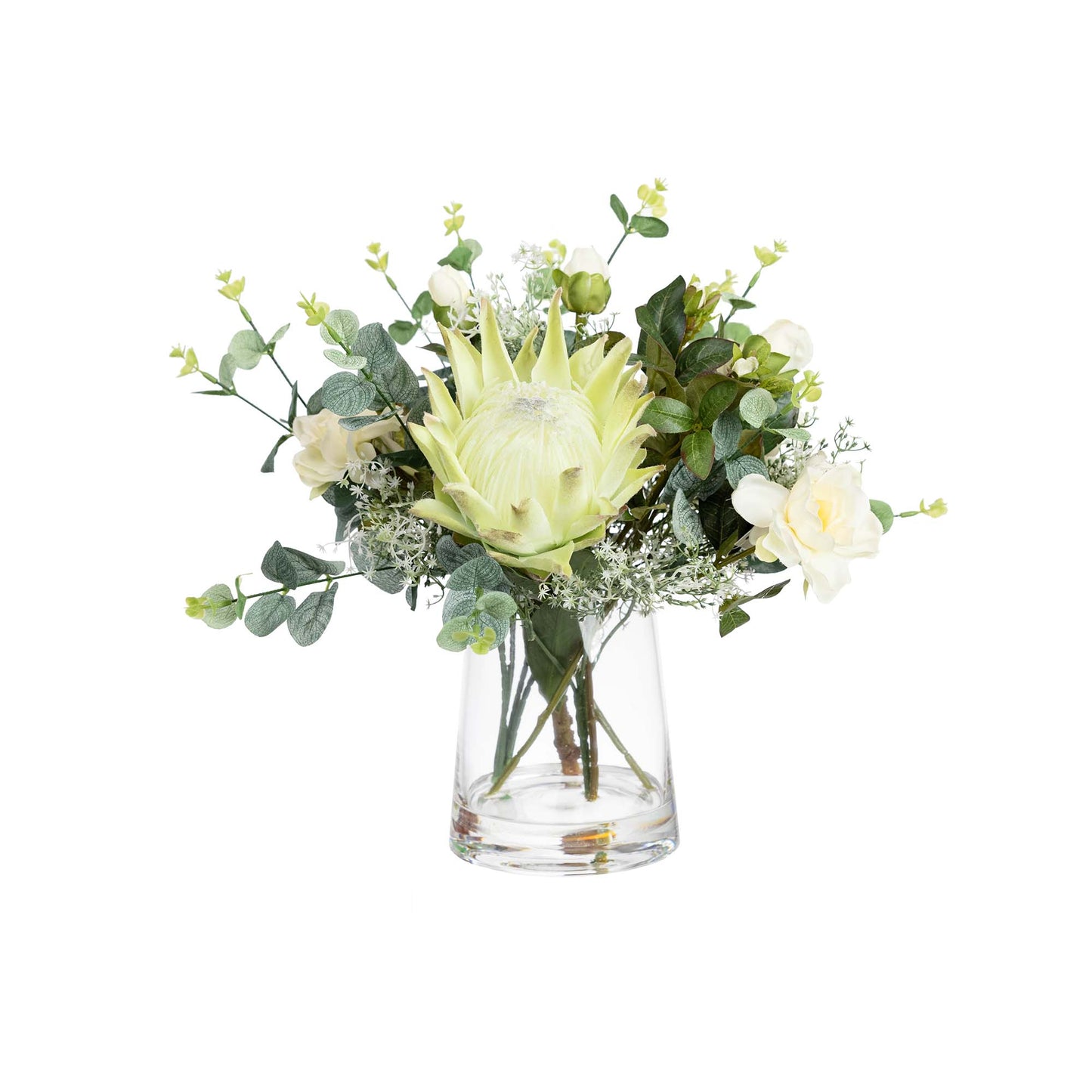 Glamorous Fusion Protea & Rose Mixed Arrangement - Artificial Flower Arrangement and Artificial Plants