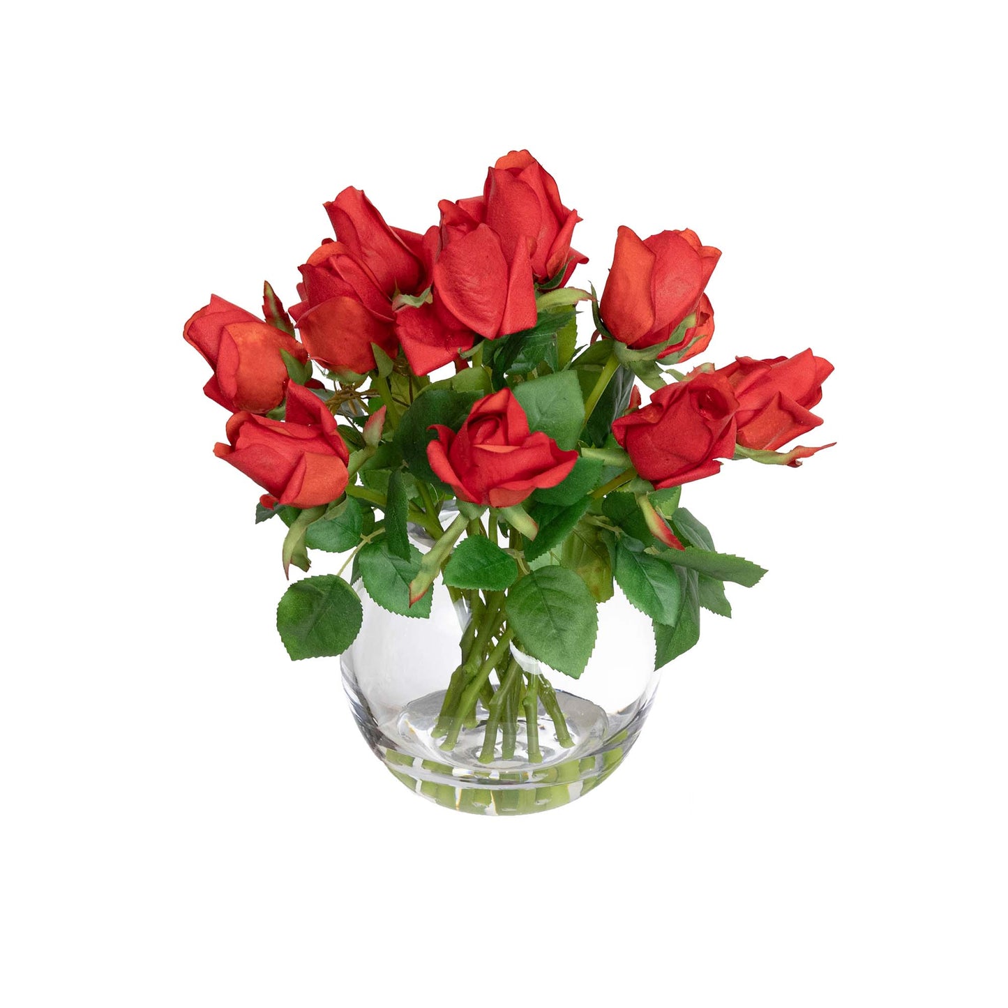 Glamorous Fusion 38cm Rose Arrangement in Glass Vase - Artificial Flower Arrangements and Artificial Plants