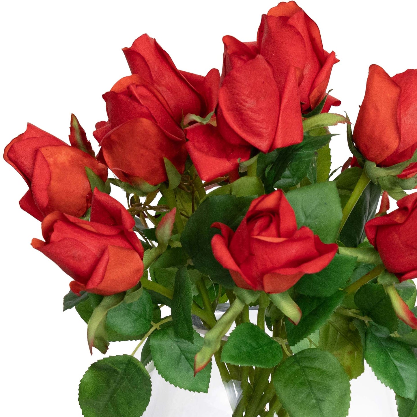 Glamorous Fusion 38cm Rose Arrangement in Glass Vase - Artificial Flower Arrangements and Artificial Plants