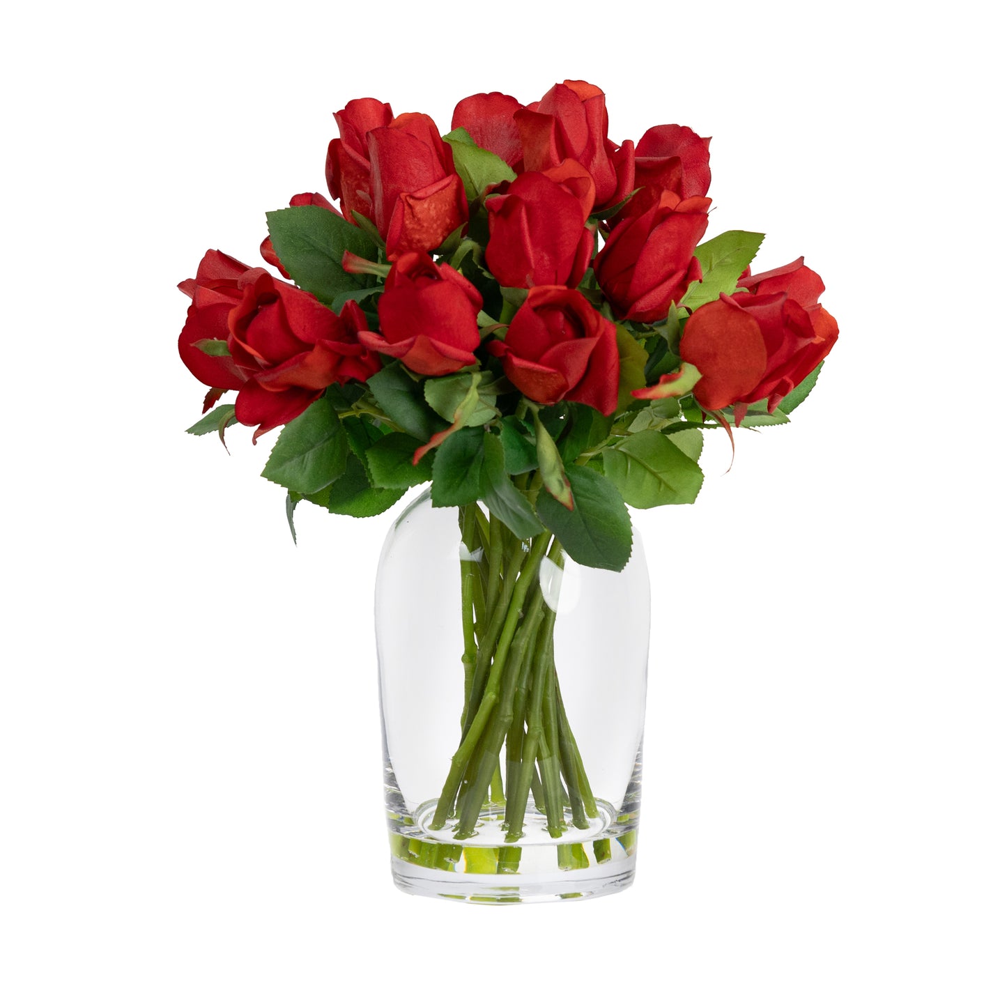 Glamorous Fusion 38cm Rose Arrangement in Glass Vase - Artificial Flower Arrangements and Artificial Plants