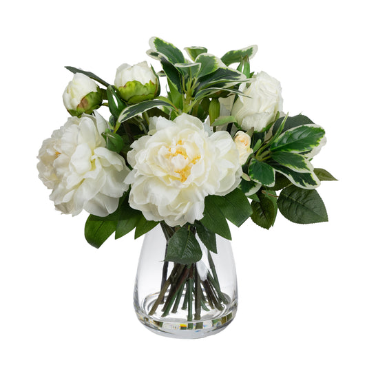 Glamorous Fusion Peony & Rose Mixed Arrangement - Artificial Flower Arrangement and Artificial Plants