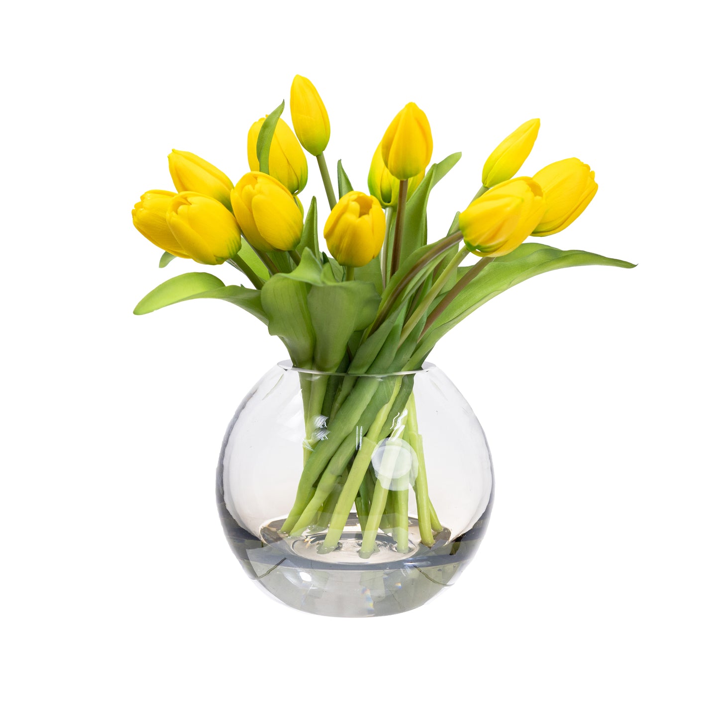 Glamorous Fusion 29cm Tulip Arrangement in Fishbowl Vase - Artificial Flower Arrangements and Artificial Plants