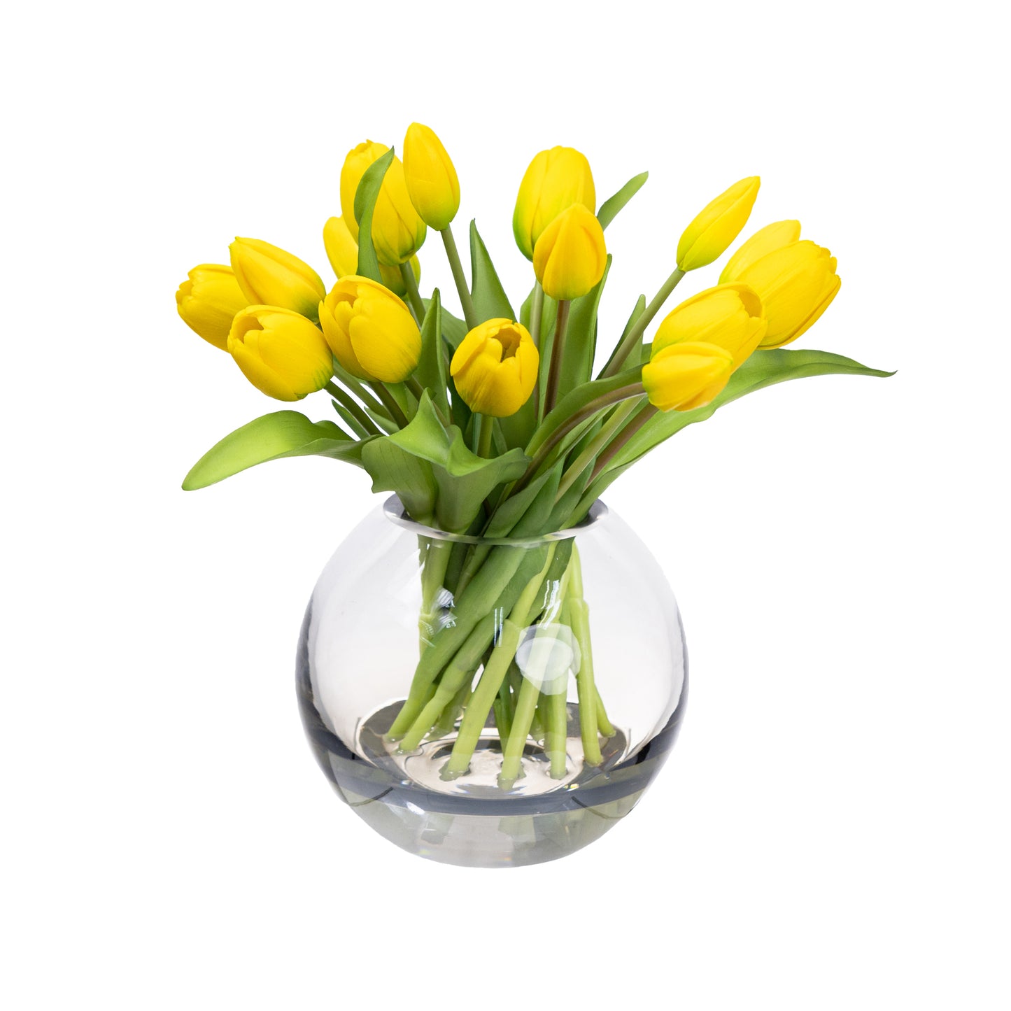 Glamorous Fusion 29cm Tulip Arrangement in Fishbowl Vase - Artificial Flower Arrangements and Artificial Plants