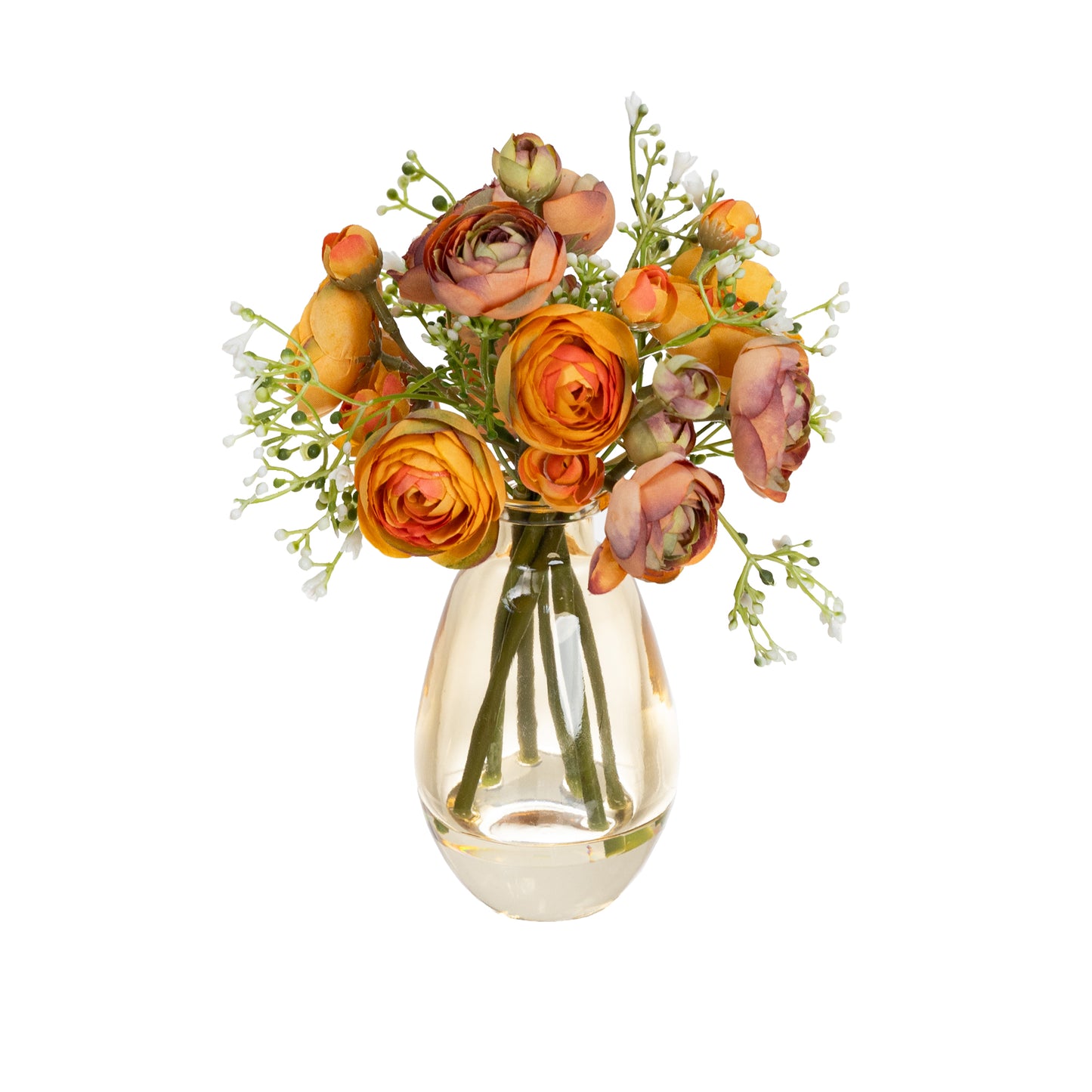 20cm Artificial Ranunculus Mixed Arrangement in Bud Vase