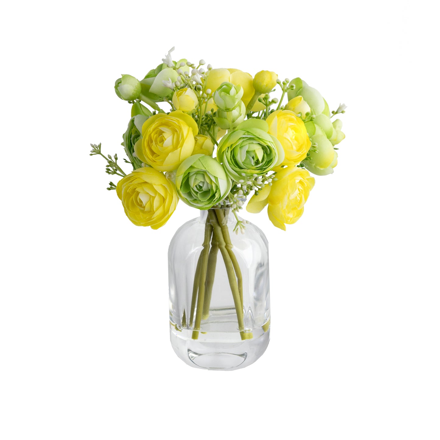 20cm Artificial Ranunculus Mixed Arrangement in Bud Vase