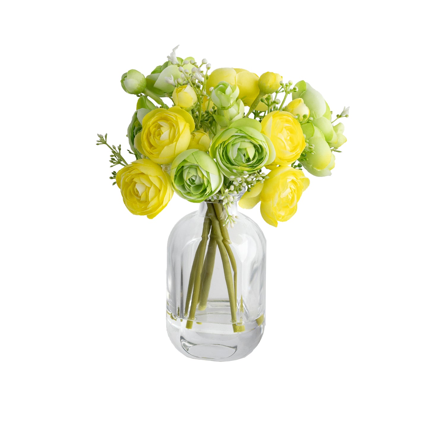 20cm Artificial Ranunculus Mixed Arrangement in Bud Vase