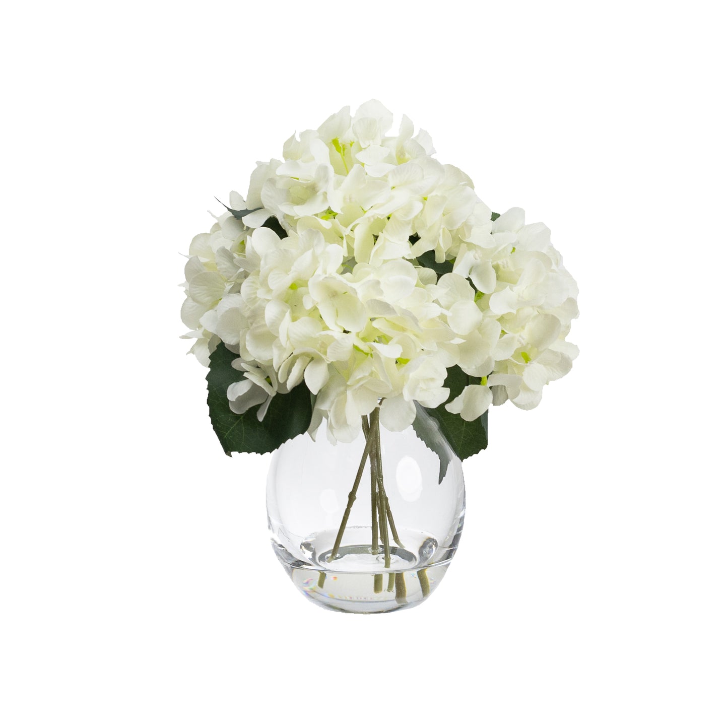 27cm Hydrangea Arrangement in Glass White