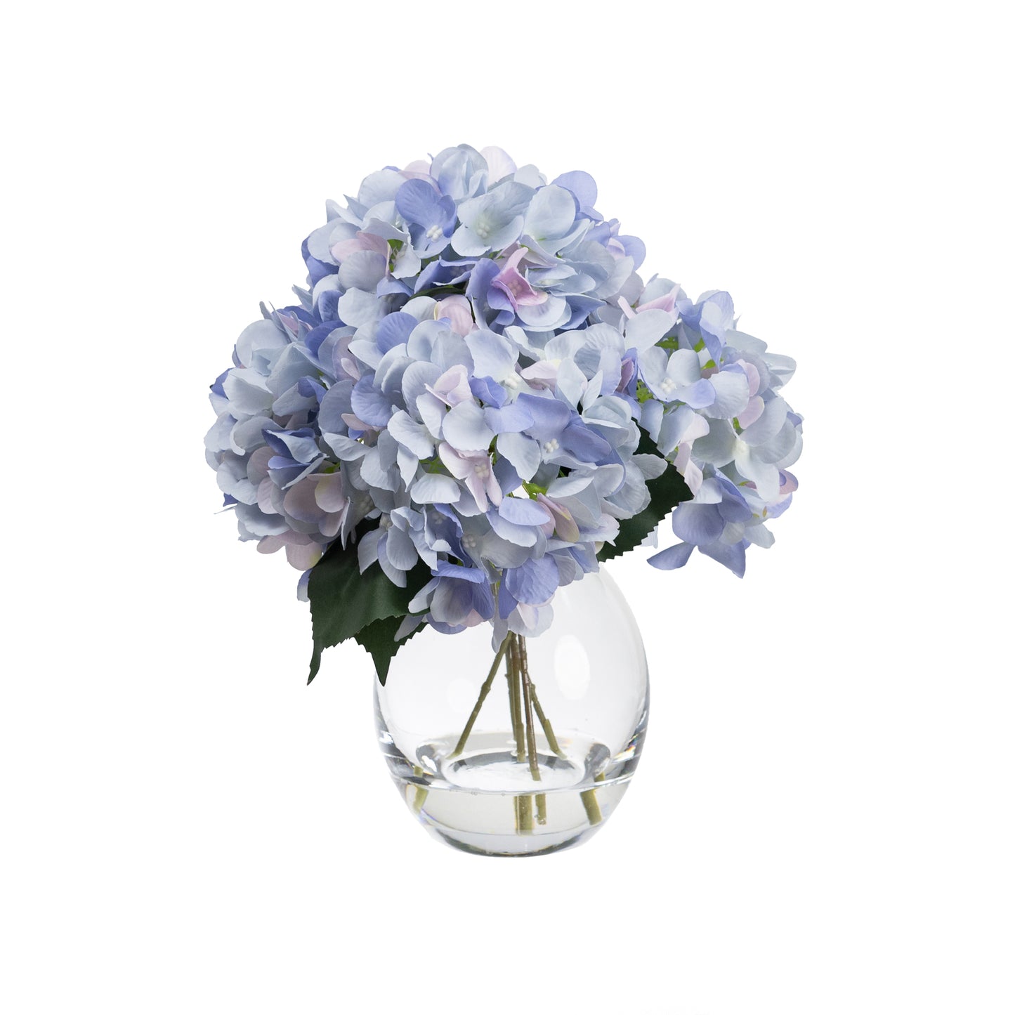 27cm Hydrangea Arrangement in Glass Lavender