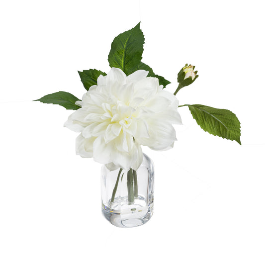 Glamorous Fusion 22cm Dahlia in Glass Vase - Artificial Flower Arrangements and Artificial Plants