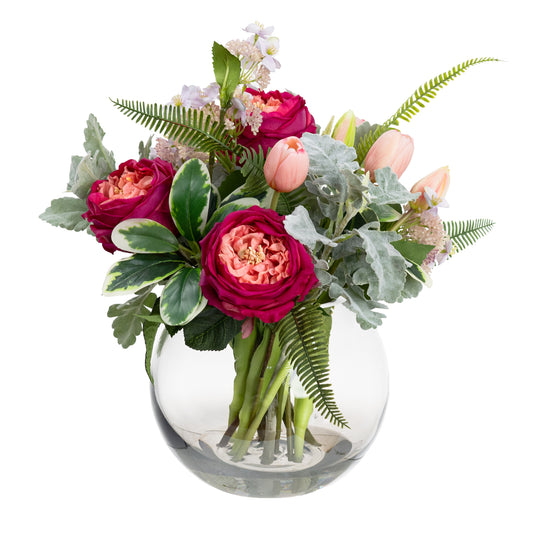 36CM LARGE ROSE & TULIP MIXED ARRANGEMENT