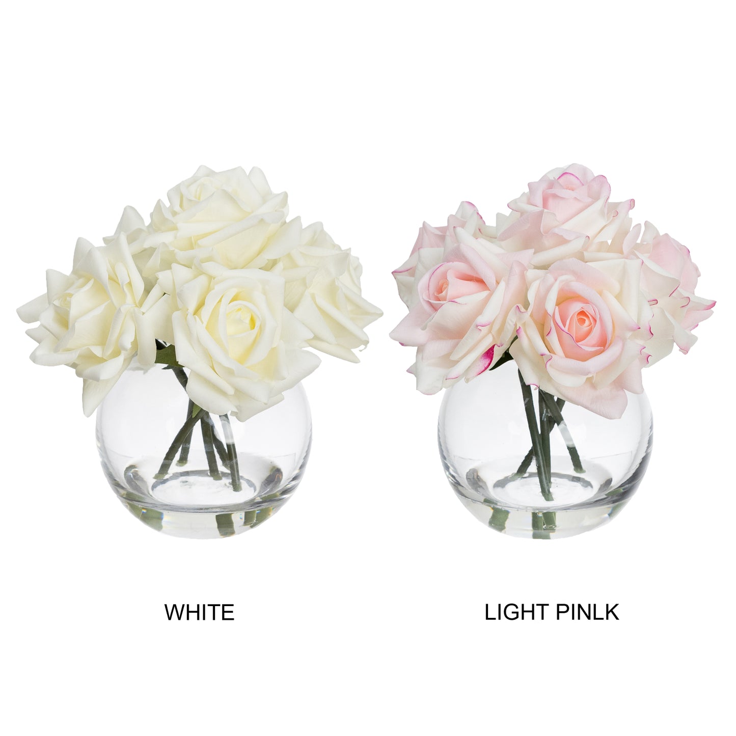 21cm Real Touch Rose in Fishbowl Vase White