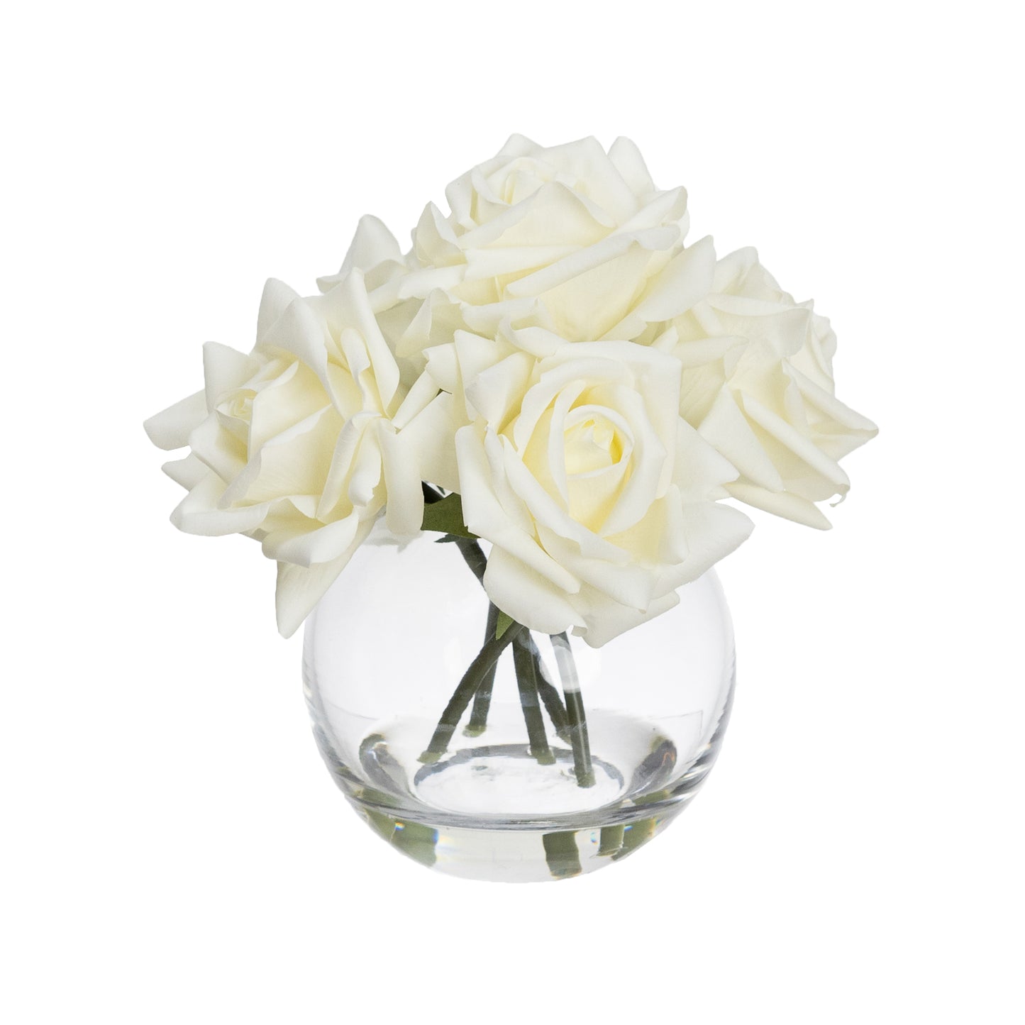 21cm Real Touch Rose in Fishbowl Vase White