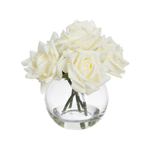 Load image into Gallery viewer, 21CM REAL TOUCH ROSE IN FISHBOWL VASE WHITE
