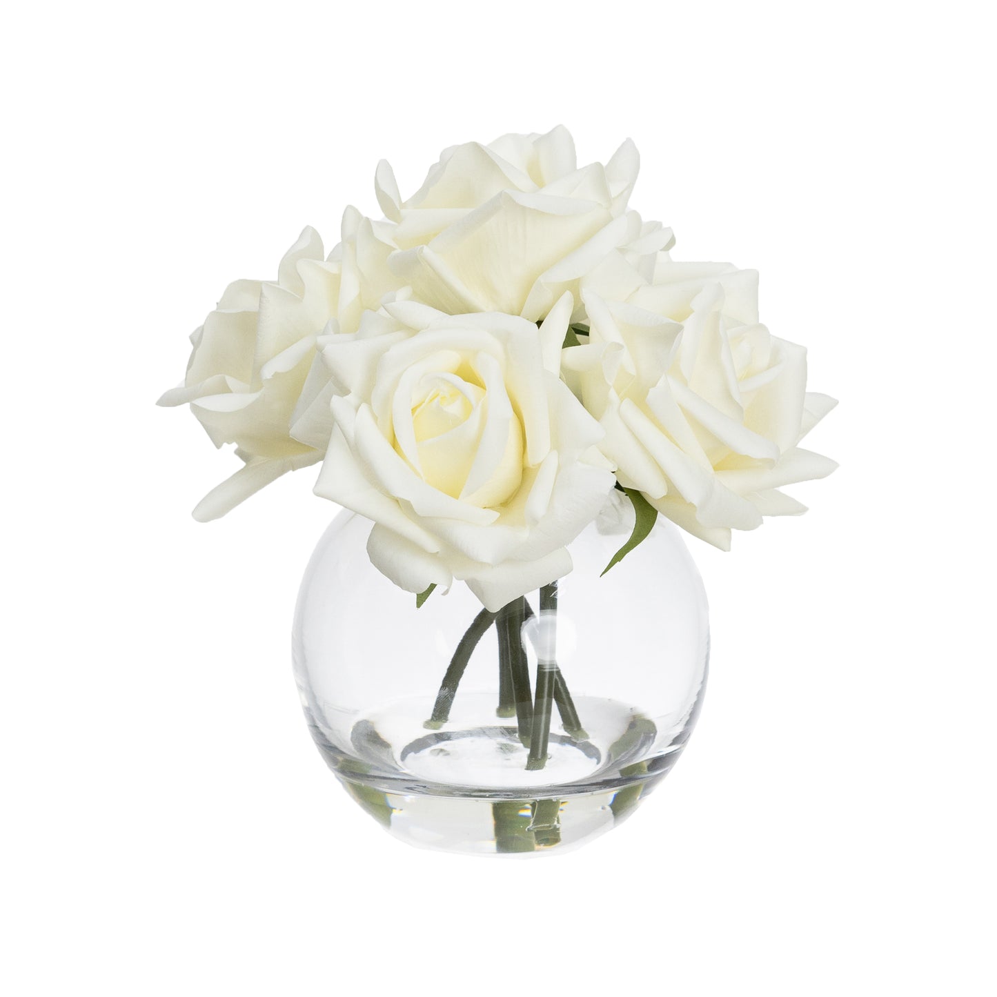 21cm Real Touch Rose in Fishbowl Vase White