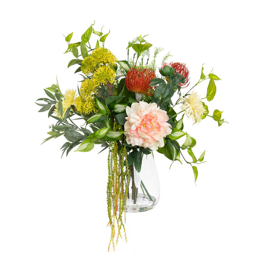 48CM PEONY & LEUCOSPERMUM MIXED ARRGANGEMENT